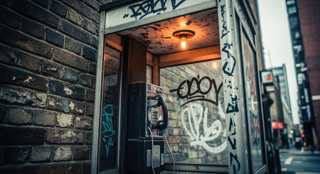 Public telephone booth in London. London is the capital and most populous city of England.の素材