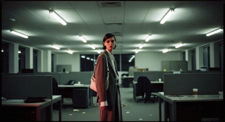 Portrait of a young businesswoman in an office, looking at the camera.の素材