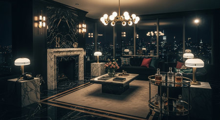 Interior of a luxury hotel room. 3D Rendering.の素材