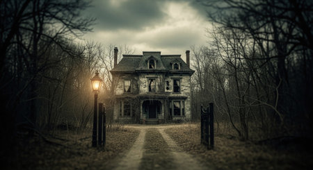 Old abandoned house in the forest. Halloween concept. 3D Renderingの素材