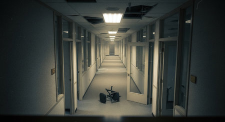 Interior of an empty hospital corridor. 3d render illustration.の素材