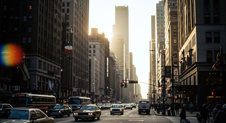 Traffic on the streets of New York City.の素材