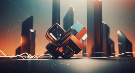 Futuristic technology concept. 3D rendered Illustration on white backgroundの素材
