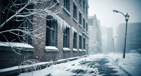 Snowfall in Boston, Massachusetts, USA. Beautiful winter landscape.の素材