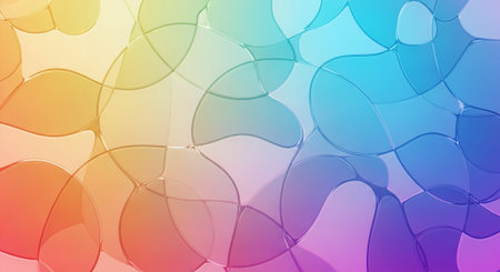 abstract background with a lot of colorful circles in rainbow colors.の素材