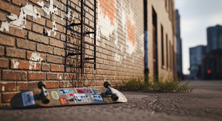 Skateboard on the street in the city. 3d renderingの素材