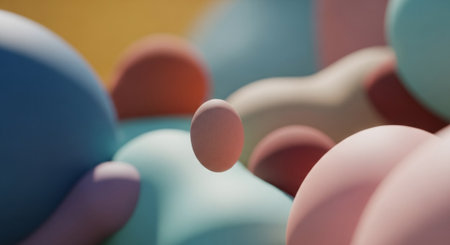 Colorful balloons background, close up shot with shallow depth of fieldの素材