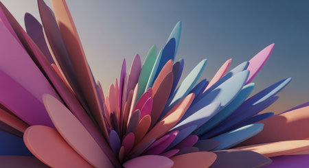 3d rendering of abstract geometric shape in pastel colors,digital art works.の素材