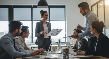 Group of business people working in modern office. Businessman and businesswoman concept.の素材