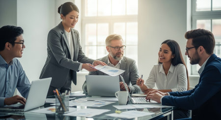 Group of business people working together in office. Teamwork concept.の素材