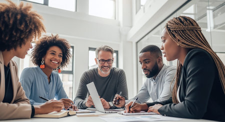 Group of multiethnic business people working together in the office.の素材