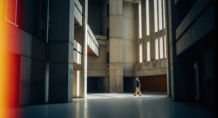 Portrait of a beautiful young woman in the interior of a modern buildingの素材