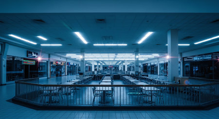 Interior of a modern shopping mall, night view of the interiorの素材