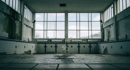 Abandoned industrial interior of an abandoned factory building. 3d renderingの素材