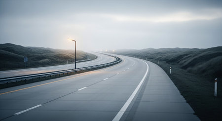 Highway in the morning, long exposure shot, long exposure photographyの素材