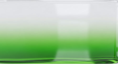 3d render of a transparent glass cube with a green background.の素材