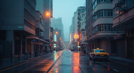 Hong Kong street at night.の素材