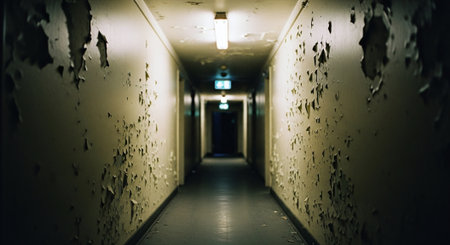 Abandoned corridor of an abandoned hospital. Selective focus.の素材
