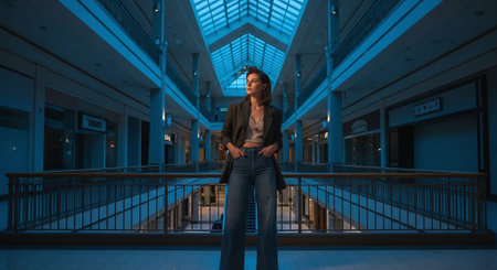 Portrait of a confident businesswoman standing in an office building.の素材