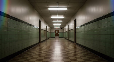 Interior of a corridor in a hospital. 3D rendering.の素材