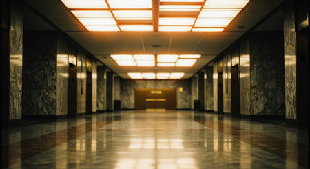 Interior of a corridor in a modern office building. Abstract backgroundの素材