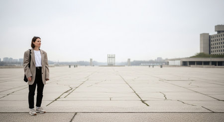 Portrait of a beautiful young business woman in the city center.の素材