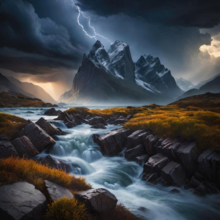 Fantastic mountain landscape in Torres del Paine National Park, Chileの素材