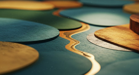 abstract background made of colored wooden circles with shallow depth of fieldの素材