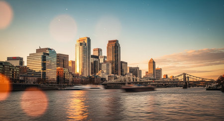 Panoramic view of the city of London at sunset. UKの素材