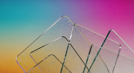 abstract background of water drops on glass with colorful gradient background.の素材