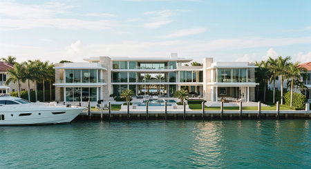 Luxury villas in exclusive part of Miami Beach, Florida.の素材