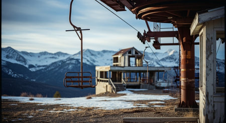 Ski lift in Dolomites mountains, Italy. Winter seasonの素材