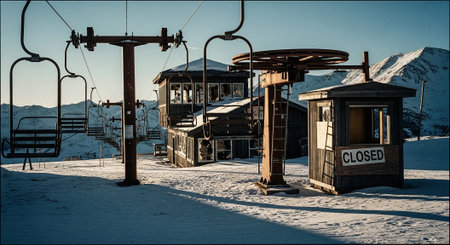 Ski lifts in the French Alps in winter. Toned.の素材