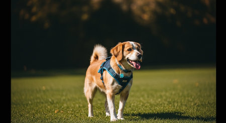 Portrait of a purebred beagle dog in the park.の素材