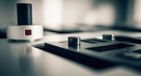 Closeup of electronic scales on a kitchen table. Toned.の素材