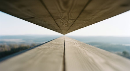 Wooden deck on the top of the mountain. View from the top of the mountain.の素材