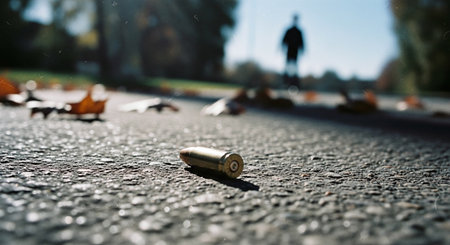 bullet on the asphalt in the rain. The concept of environmental pollutionの素材