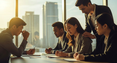 Group of business people working and communicating together in modern office. Business concept.の素材