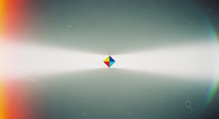 3d illustration of abstract colorful background with geometric shapes and sun raysの素材