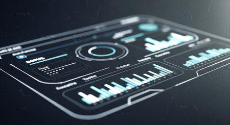 Futuristic user interface with HUD elements. 3d rendering toned image double exposureの素材