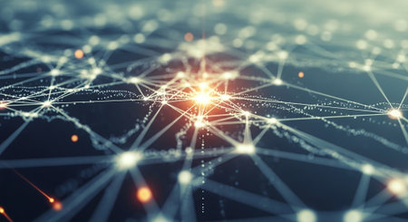 Abstract polygonal space low poly dark background with connecting dots and lines. Connection structure. 3d renderingの素材