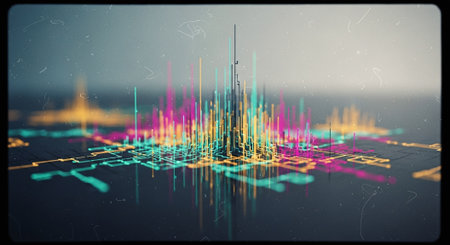 Futuristic technology interface on a futuristic city background. 3d renderingの素材