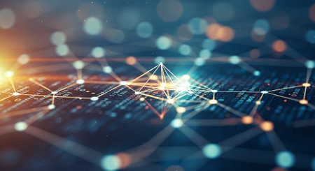 Abstract technology background with connection lines and dots. 3D Renderingの素材