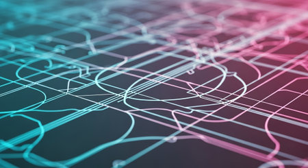 Abstract 3d rendering of circuit board. Futuristic HUD background.の素材