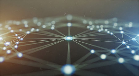 Connecting dots and lines. Network connection concept. 3d renderingの素材