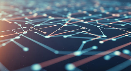 3d rendering of abstract digital background with connecting dots and lines. Network conceptの素材