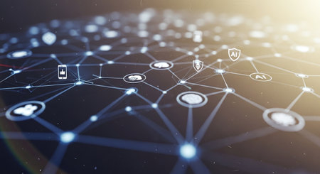 Background image with social connection and networking concept. 3D Renderingの素材