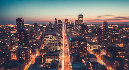 New York City Manhattan downtown skyline panorama at sunset. USA.の素材