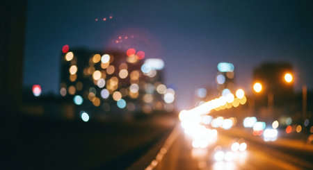 Blurred of car in city at night. bokeh backgroundの素材