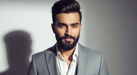 Portrait of a handsome man in a suit. Men's beauty, fashion.の素材